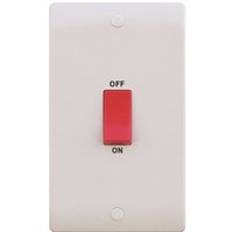 ESR Sline 45A White 2G Double Pole 230V Electric Cooker Wall Plate Switch