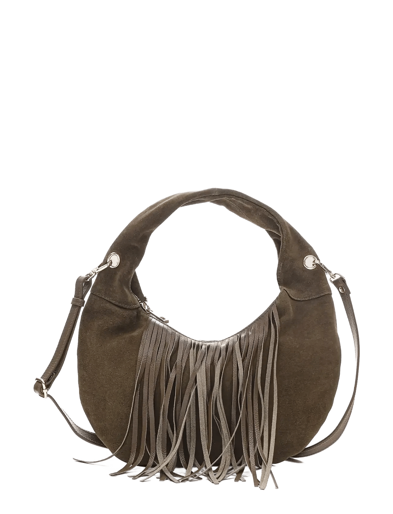 NUNOO Mini Gabi Suede Fringe Dark Olive W. Gold | Khaki green | One Size