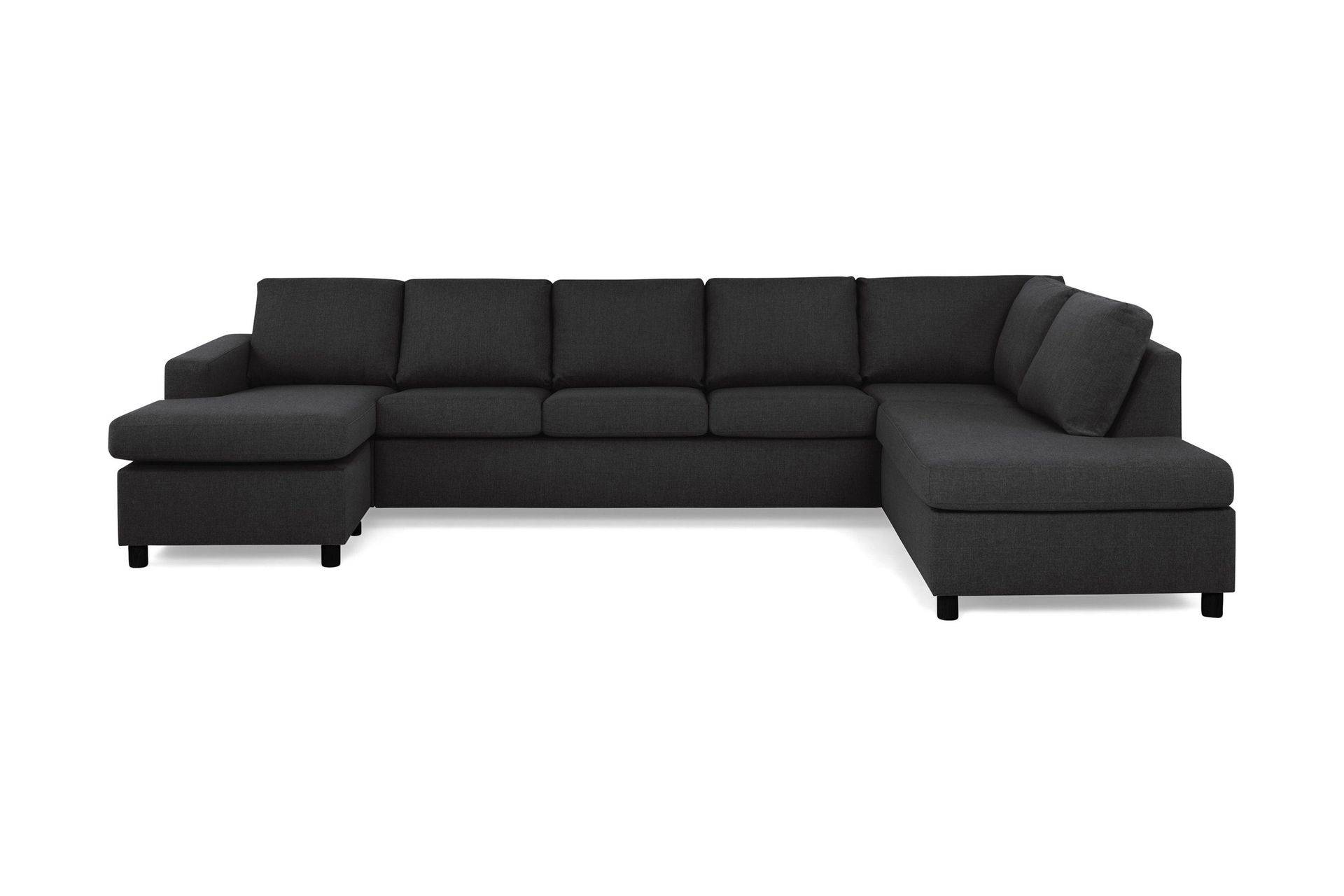 Basic Home Crazy 5-sits Högervänd U-formad X-Large Soffa med Divan och Schäslong i Tyg - Antracit U-soffa Grå