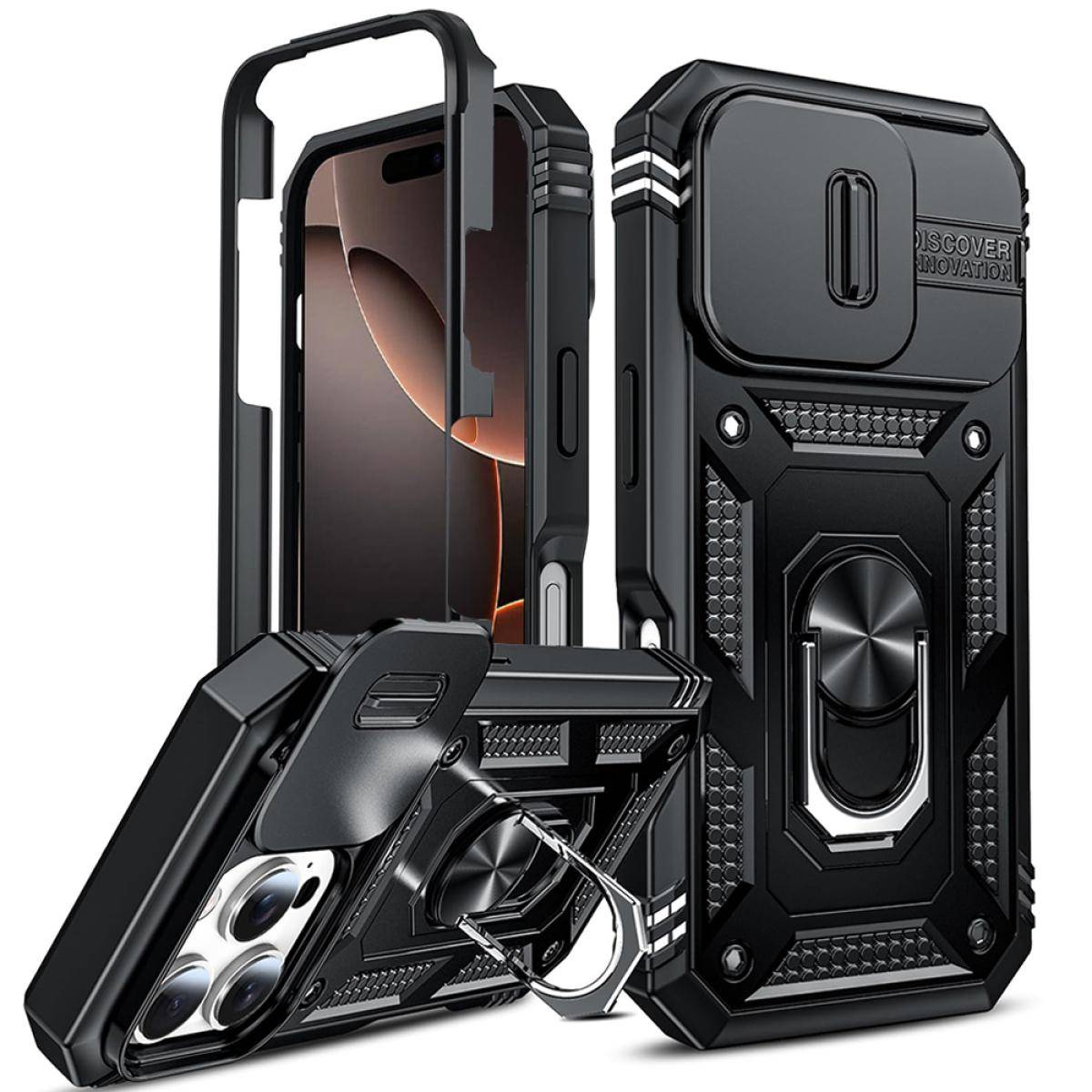 Fodral för iPhone 16 15 14 13 12 11 Pro XS Max XR Plus Kameraslide Military Grade Armor Protection 360 Degrees Rotate Armor Cover som visas färg