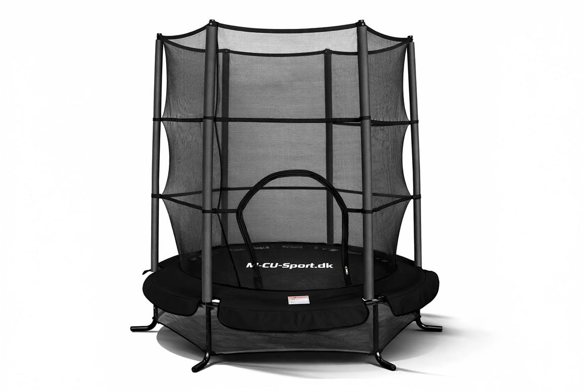 Sikker Junior Trampolin til små børn med net Ø140 cm (inde &amp; ude), Sort