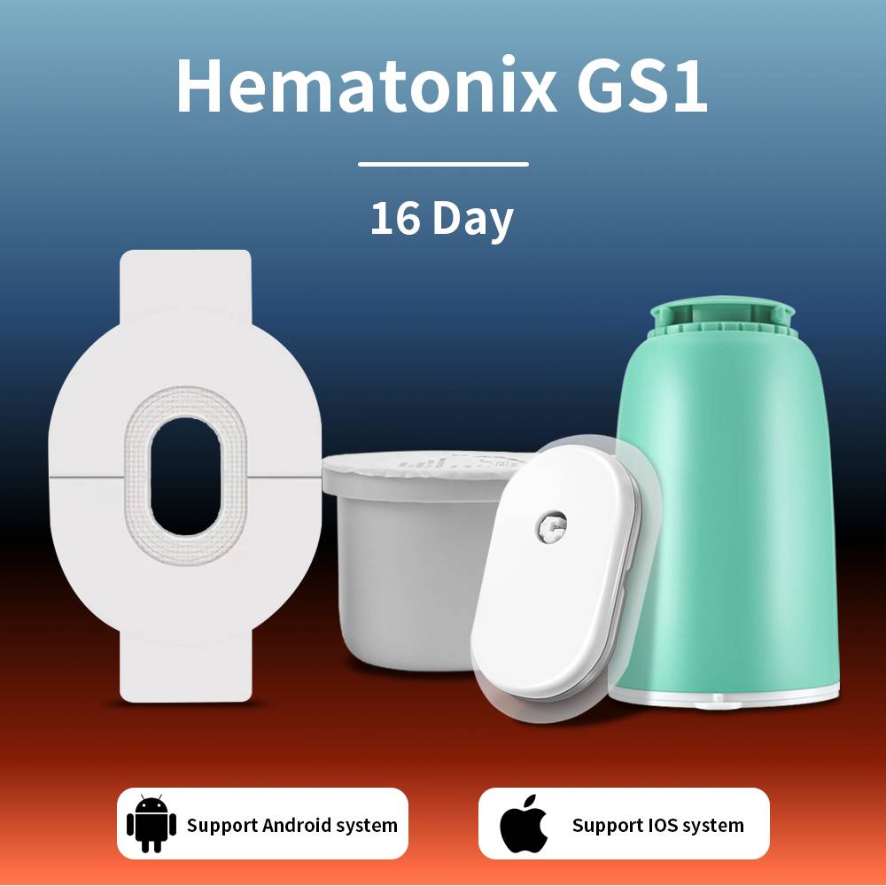 16 Day CGMS Sensor Sibionics Dynamic Blood Glucose Monitoring Hematonix GS1 24h Real-time Scan-free Monitor for Diabetes