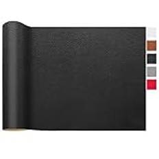 LOMUG Konstläder metervara 40 x 150 cm vattentätt lädertyg kornig läderimitation texturerat lädertyg läder sprickor reparera överdrag tyg möbeltyg läder lapp för bilsäten soffa, svart