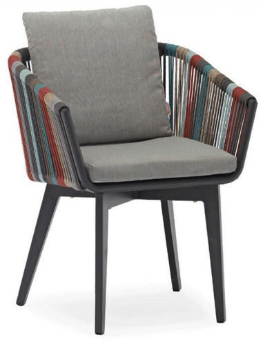 Diva havestol i aluminium og COUTUREtex H77 cm - Antracit/Multi