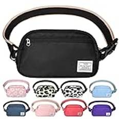 DMLuna Small Crossbody Bags for Women Trendy, Lightweight Waist Pack for Women & Men, Mini Belt Bag, Waist Bag with Adjustable Strap for Running Workout Traveling, Black