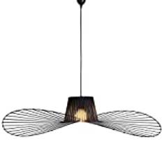 Modern ljuskrona för vardagsrum, Vertigo-pendellampa, vintage, glasfiber, svart, (justerbar höjd) E27, (Ø 170 cm)