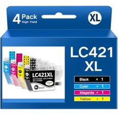 WYFYINK LC421 XL Patronen mit Brother LC421 LC421XL Druckerpatronen Kompatibel für Brother DCP-J1050DW MFC-J1010DW DCP-J1140DW (4er-Pack)