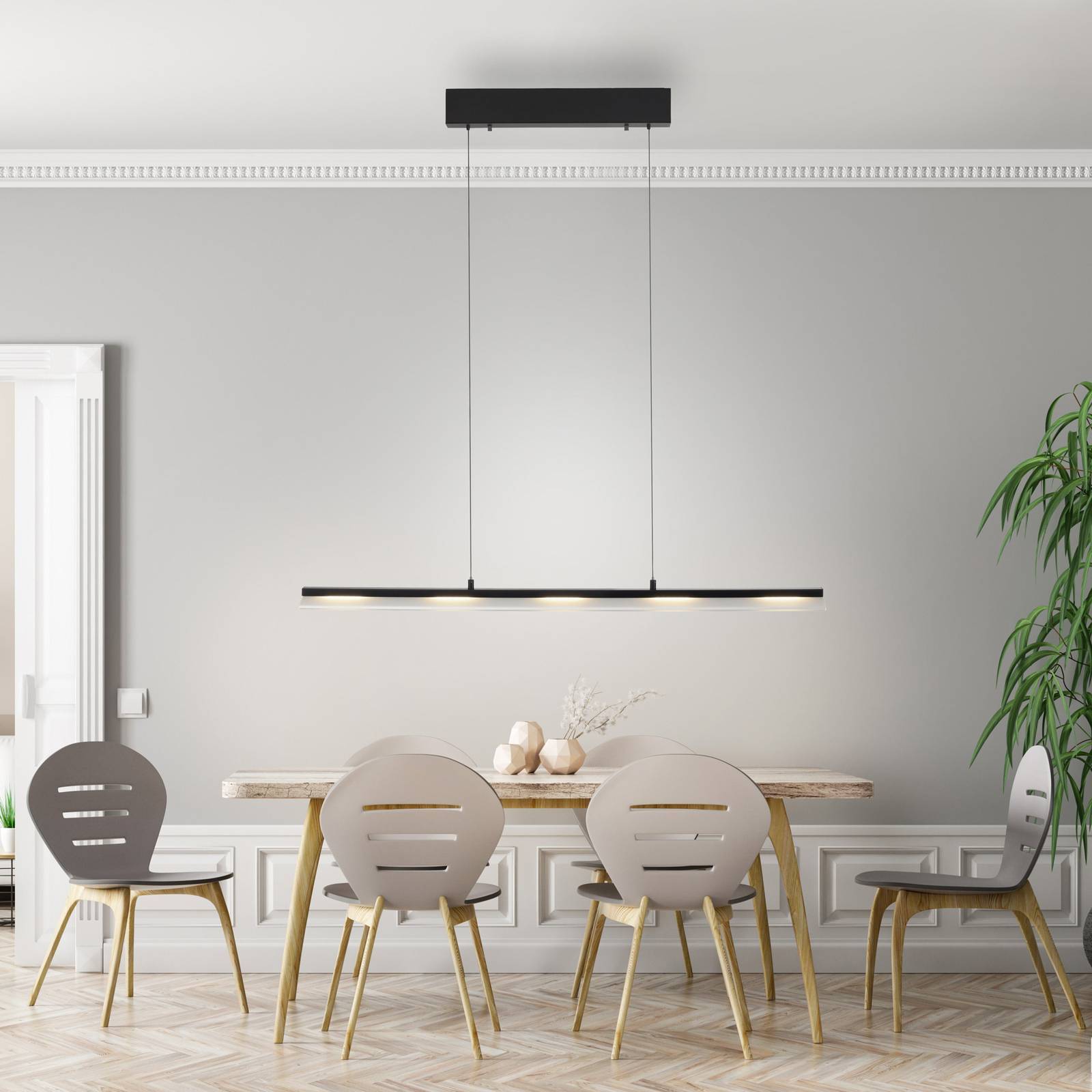JUST LIGHT. GmbH Pendellampa Nele, dimbar, Svart, Vardagsrum / matsal, Metall, Modern