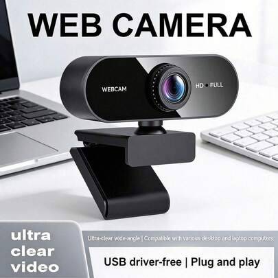 1080P HD USB-driven webbkamera med autofokus makrolins, 360° roterbar, plug-and-play, kompatibel med datorer och smart-TV, idealisk för onlineklasser, - Svart (En-Storlek,Kamera + stativ)
