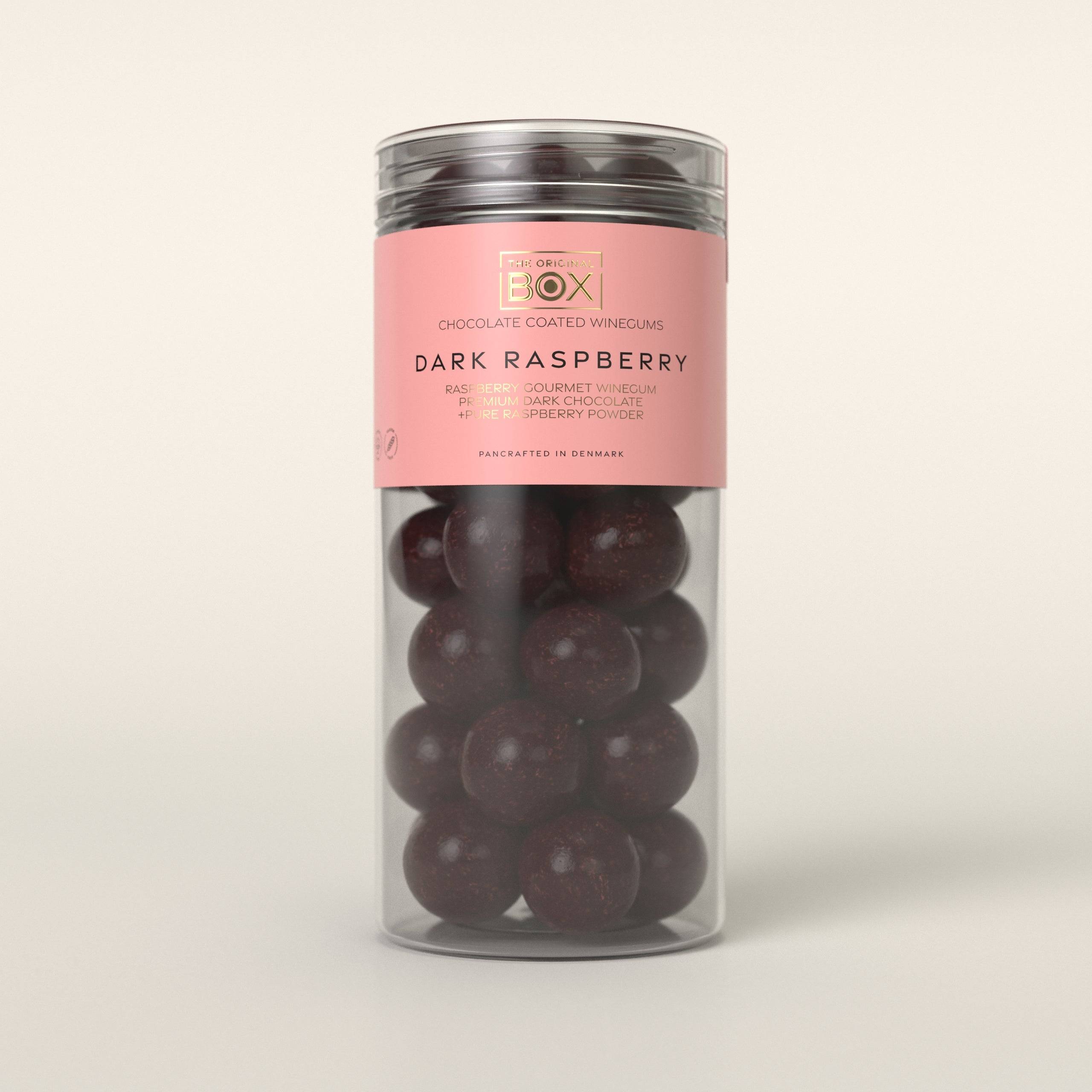 Vingummi m. Mørk chokolade og hindbærpulver -Box The Original