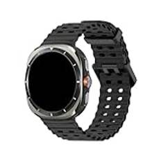 Ocean Silicone Andningsband for Samsung Galaxy Watch Ultra 47mm Armband Correa for Galaxy Watch 7 Ultra 47mm Armband(Black)