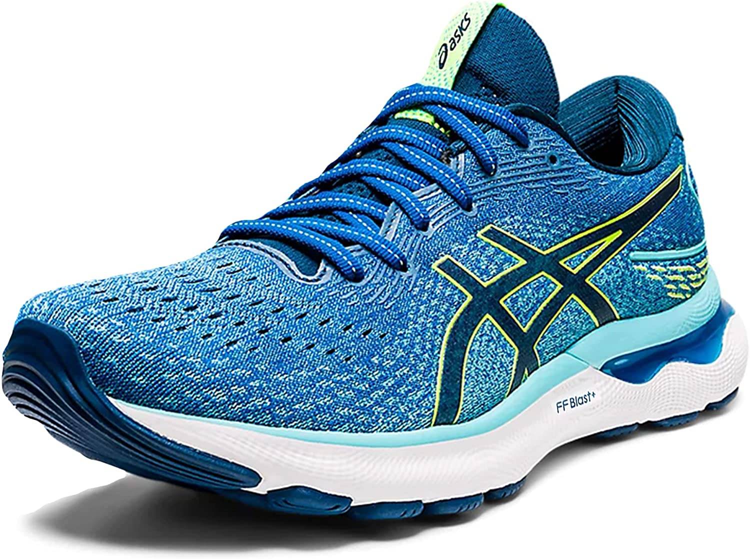 Asics Gel-Nimbus 24 Men's Road Running Shoes, Lake Drive/Hazard Green - 8 UK