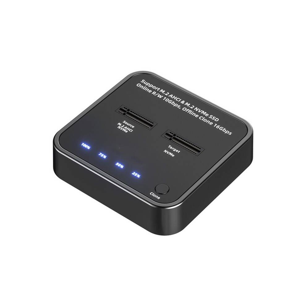 M.2 NVME SSD Cloner Enclosure 10Gbps Type-C 3.2 Gen2 to M.2 PCIE SSD Adapter 2 Bay Docking Station Reader with UASP