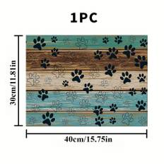 TEMU Wood Grain & Paw Print Rubber Dog Feeding Mat – Quick-dry Absorbent, Easy-to-clean Waterproof Mat For Dogs And Cats, Stain-resistant, Home Use, Ideal New Year Gift For Pets