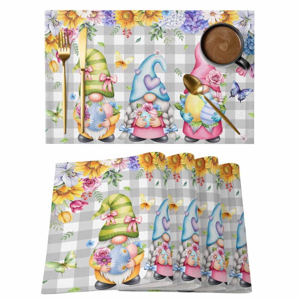 Påsktomte-placemats med 6 solrosblå hortensia