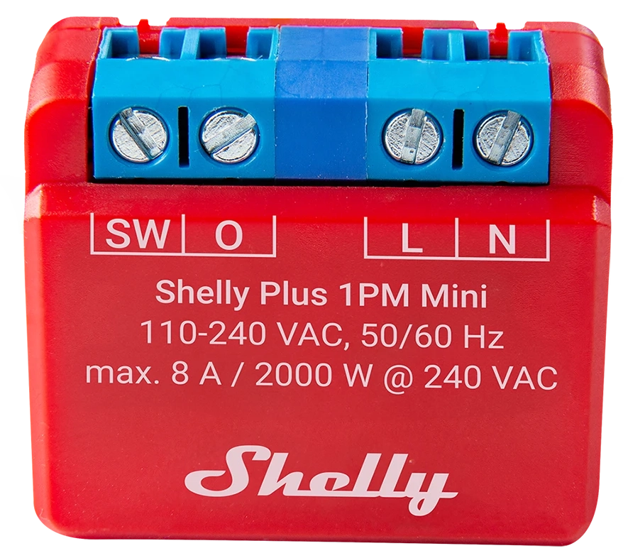 Shelly Plus 1PM Mini - strömbrytare - Röd/