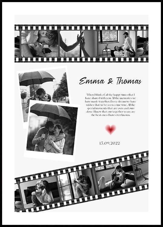Anniversary Film Photo Collage Plakat (21x30cm) - Plakater > Typografiske Plakater, Fotografiske Plakater, Personlige Plakater, Valentine's Day