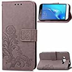 J3/J3 (2016) fodral, Galaxy J3/J3 (2016) fodral, Saturcase turklöver PU-läder flip magnet plånbok stativ kortplatser fodral skydd för Samsung Galaxy J3/J3 (2016) (grå)