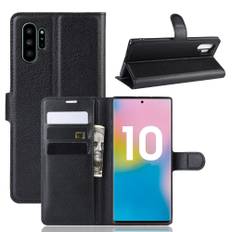 Samsung Galaxy Note 10 Plus - Læder cover / pung - Sort