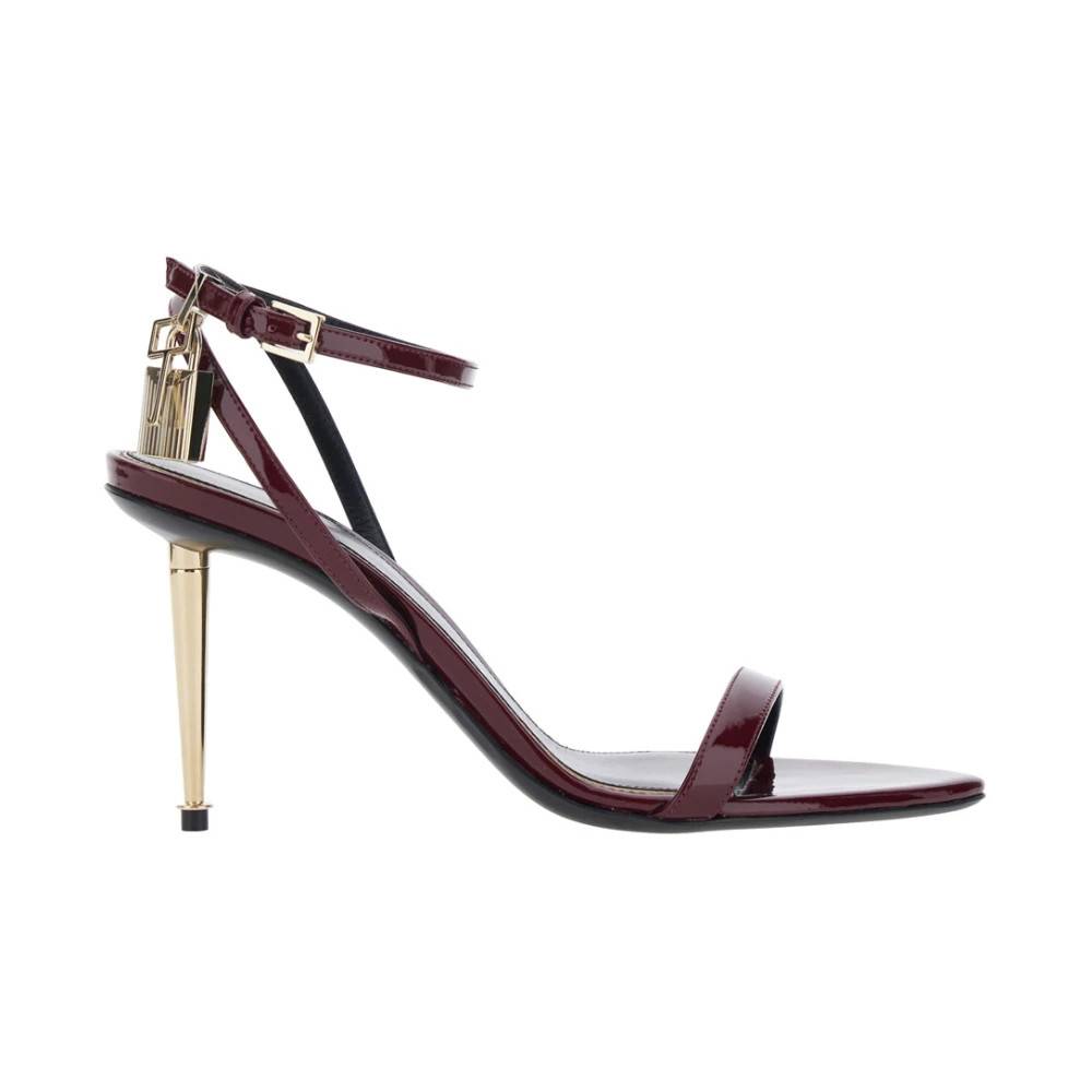 Tom Ford Padlock Stiletto Sandal - Sko - Dame - Rød - 37 1/2 EU - Uld