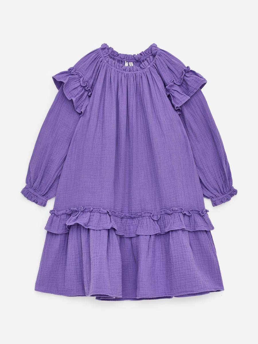 ARKET Cotton Muslin Dress -Purple, 140