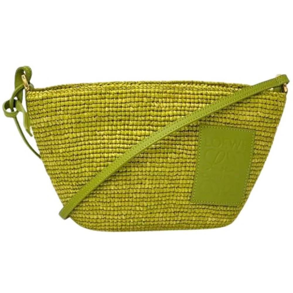 Loewe Pre-owned Pre-owned Raffia Skuldertaske - Vintage - Dame - Grøn - ONE SIZE - Uld