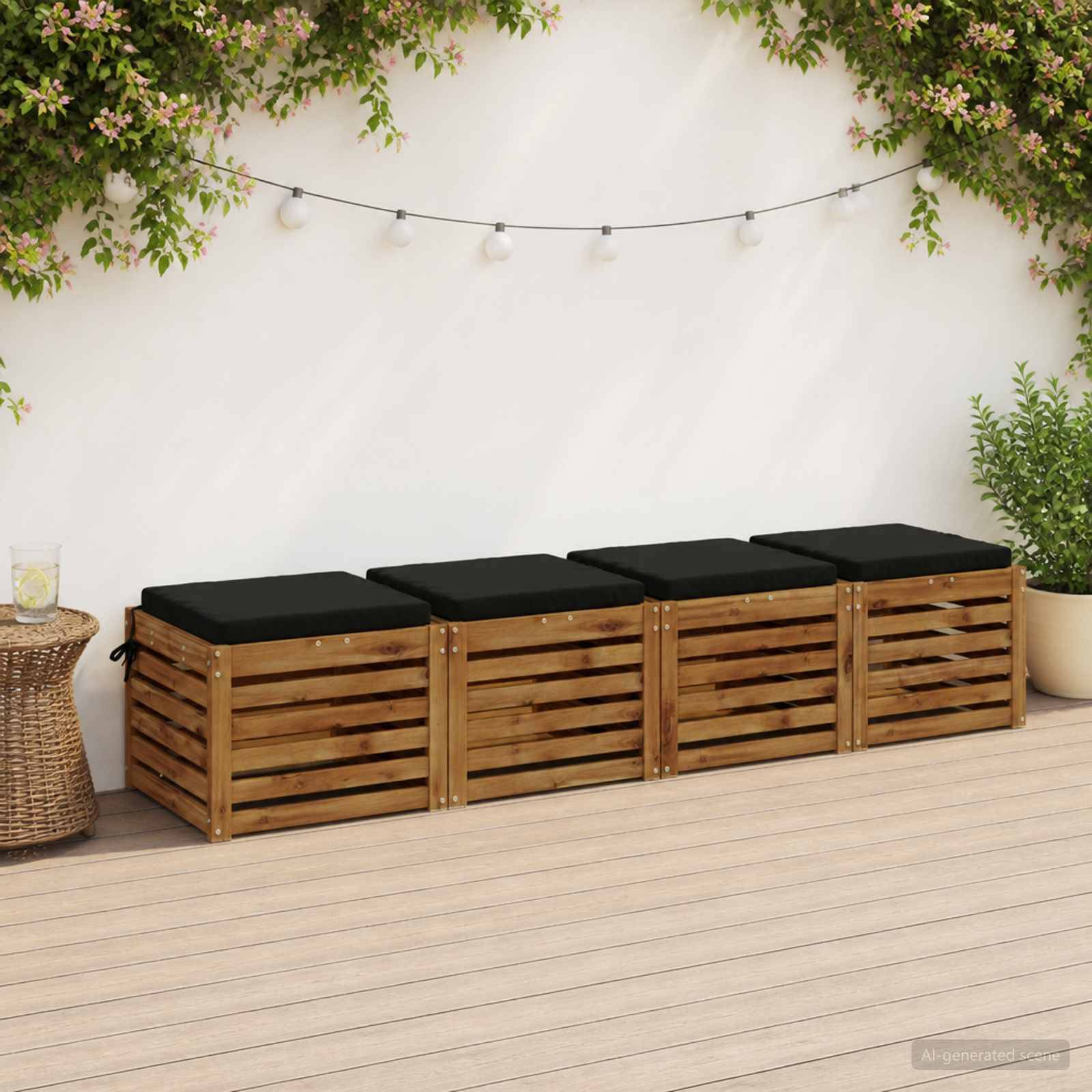 vidaXL Sittkuddar SOEST 4 st 100% Polyester Svart 50 x 50 x 5 cm