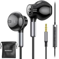 BENEWY ME910 hörlurar, trådbundna hörlurar med mikrofon, in-ear bullerlösande öronsnäckor och volymkontroll, 3,5 mm uttag hörlurar.