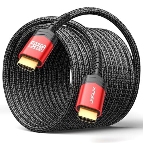 JSAUX 8K HDMI 2.1-kabel, höghastighets-Ethernetkabel, 48 Gbps, 8K vid 60 Hz, 4K vid 120 Hz, kompatibel med UHD HDR 10+, eARC, Dolby Vision, 3D, VRR, PS4 Pro, PS5, TV, 7,5 m