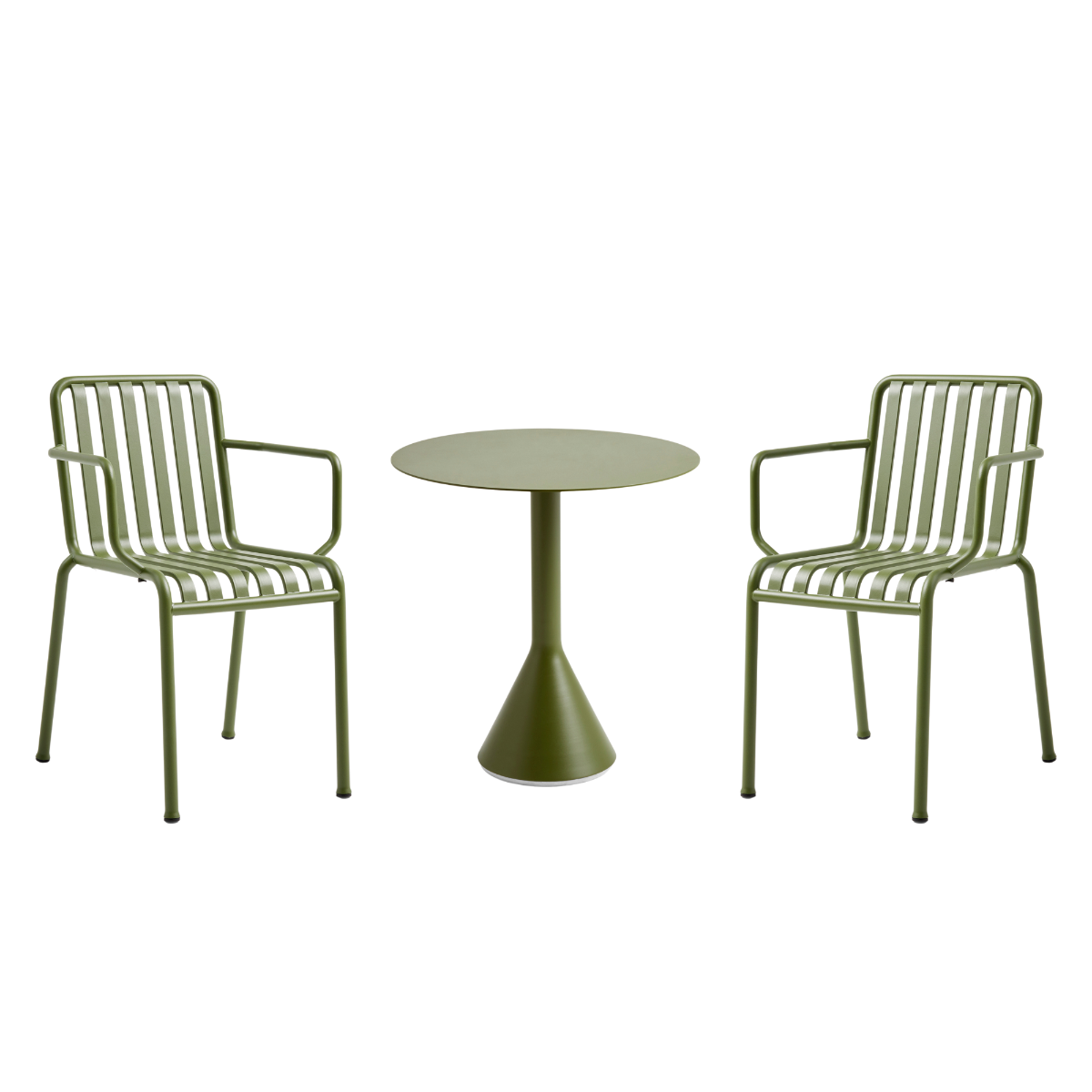 HAY Palissade Sæt 2 x Palissade Armchair Og Et Cone Table Ø70 - Olive