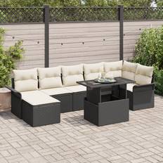 vidaXL 8-delt have-sofa sæt med puder sort poly rattan