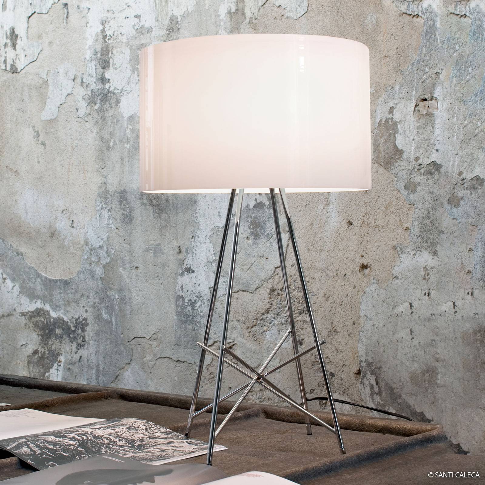 FLOS Design bordslampa RAY, dimbar, Vitt / opal, Vardagsrum / matsal, Metall, Design, Bordslampa