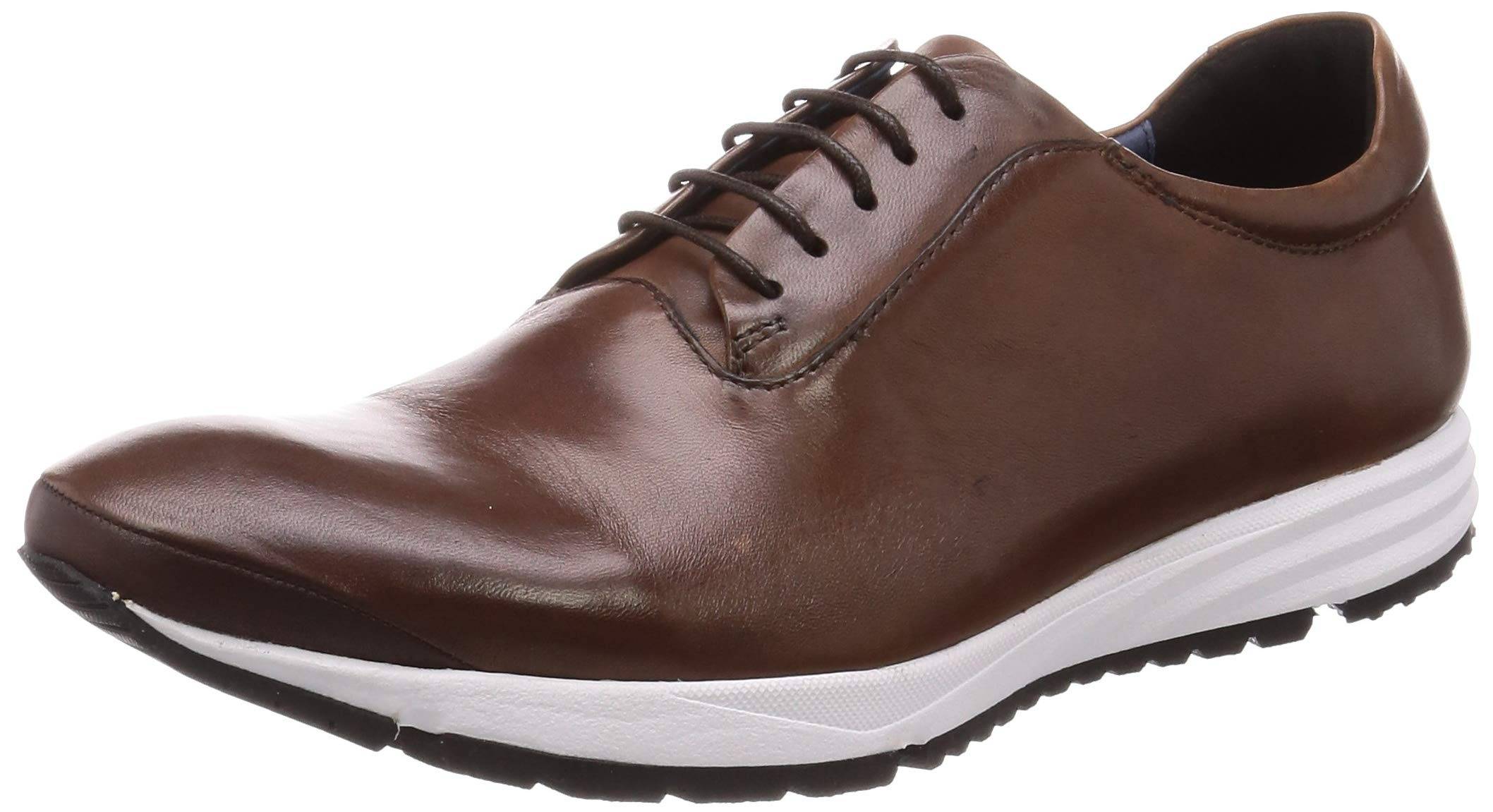 Hoop Didu Men's Dress Leather Sneakers (19330105) DBR, Size 26.5cm, 2E