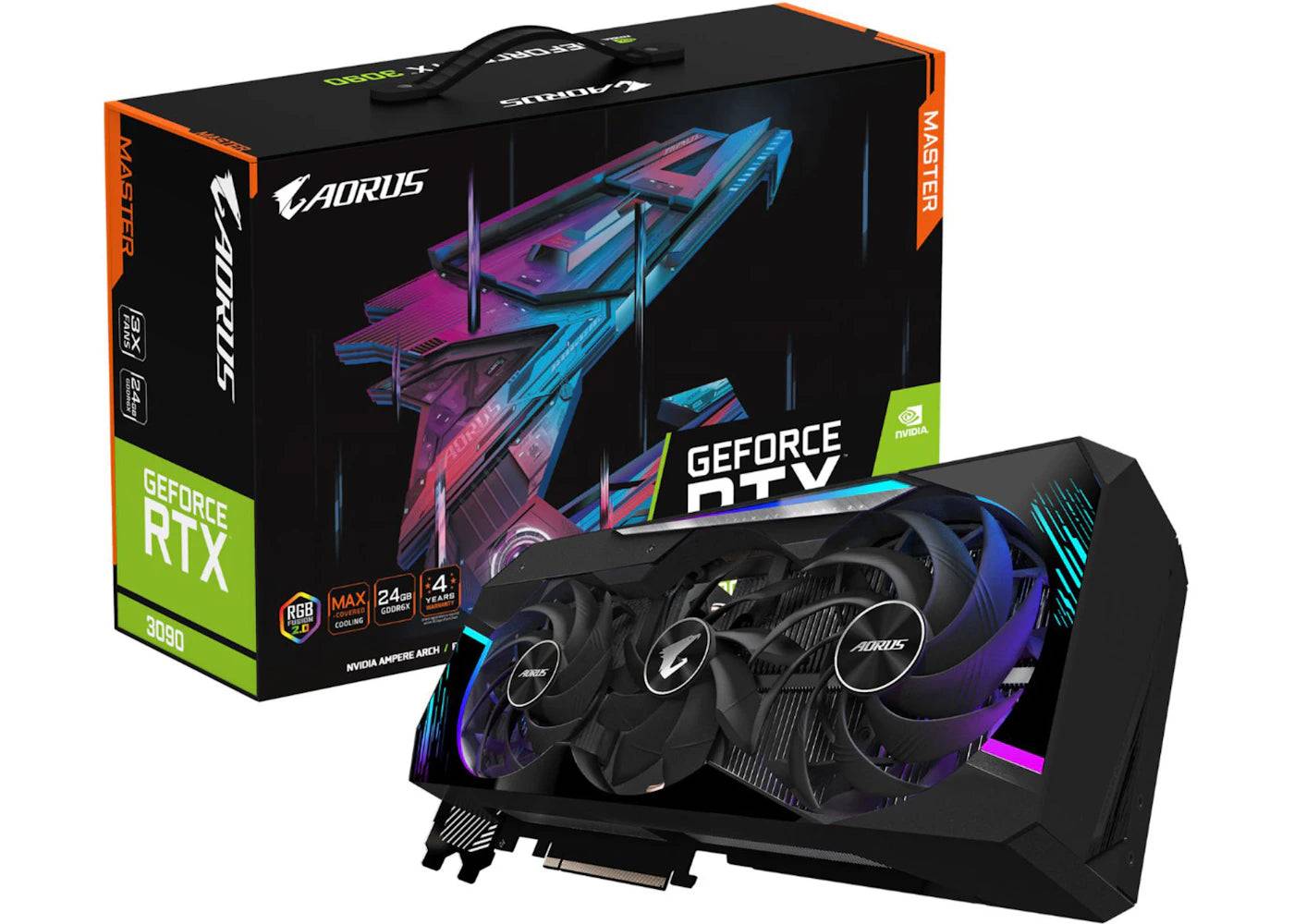 NVIDIA GIGABYTE AORUS GeForce RTX 3090 MASTER 24G Graphics Card (GV-N3090AORUS M-24GD) - One Size (One Size)