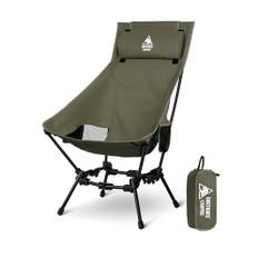 OneTigris Dragonhide Campingstol med hög rygg, vikbar 125 kg, fällstol, camping, lätt, fiskestol, vikbar med 2 sidofickor, vikbar stol, ultralätt för utomhusbruk, vandring (rangergrön)