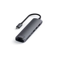 Satechi USB-C Slim MultiPort-hub - 4K - 7-vägs - Grå