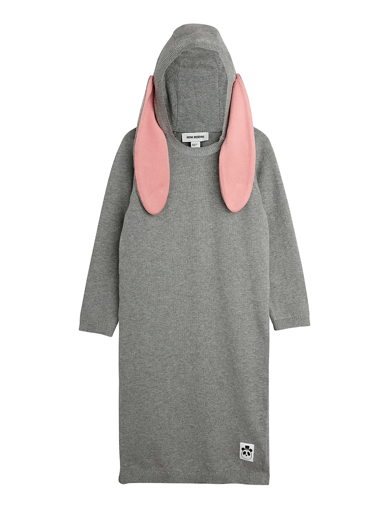 Mini Rodini Rabbit Ear Fine Knit Dress - Grey - 128/134