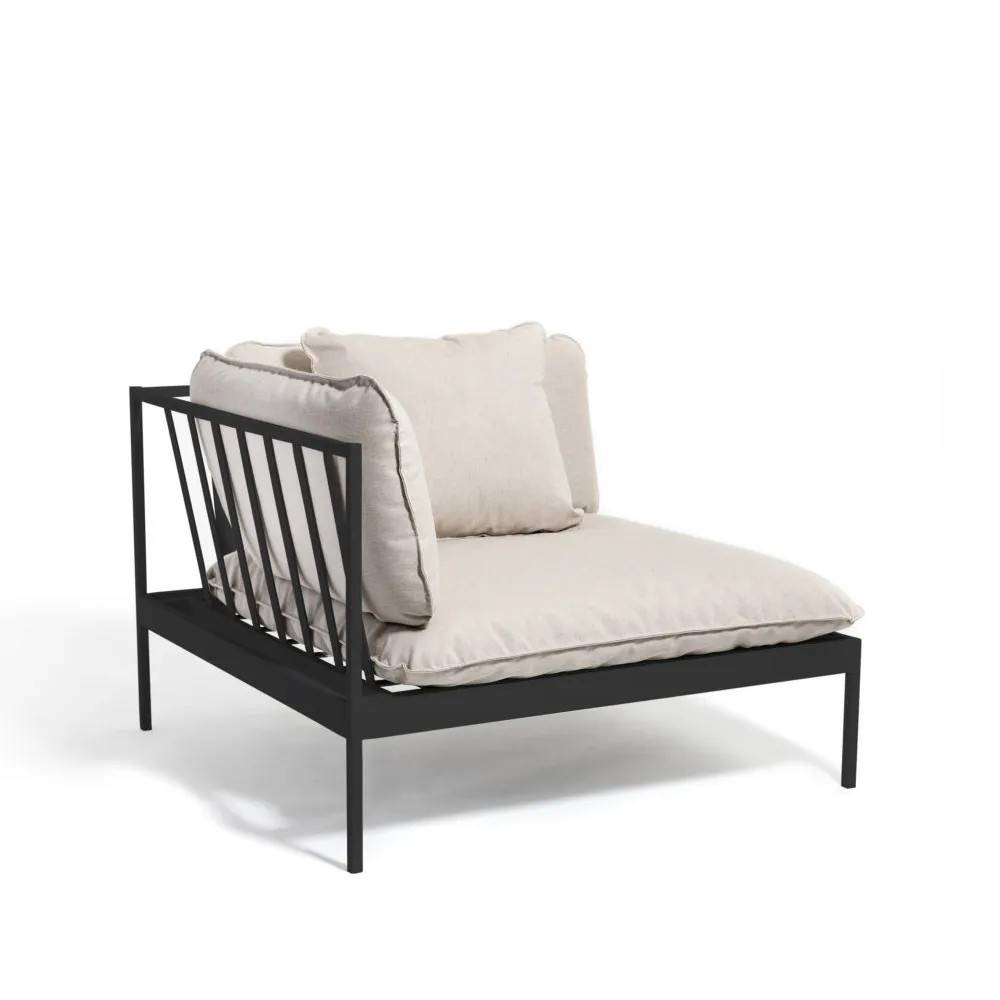 Skargaarden Bönan modulsofa Sunbrella Ashe light grey, hjørnedel, mørkegrå aluminiumsramme