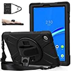 Gerutek fodral för Lenovo Tab M10 HD (2:a Gen) 10,1 tum, stötsäkert robust pansarfodral med vridbart stativ, handslinga, axelrem skyddsfodral för Lenovo Tab (TB-X306X/TB-X306F)
