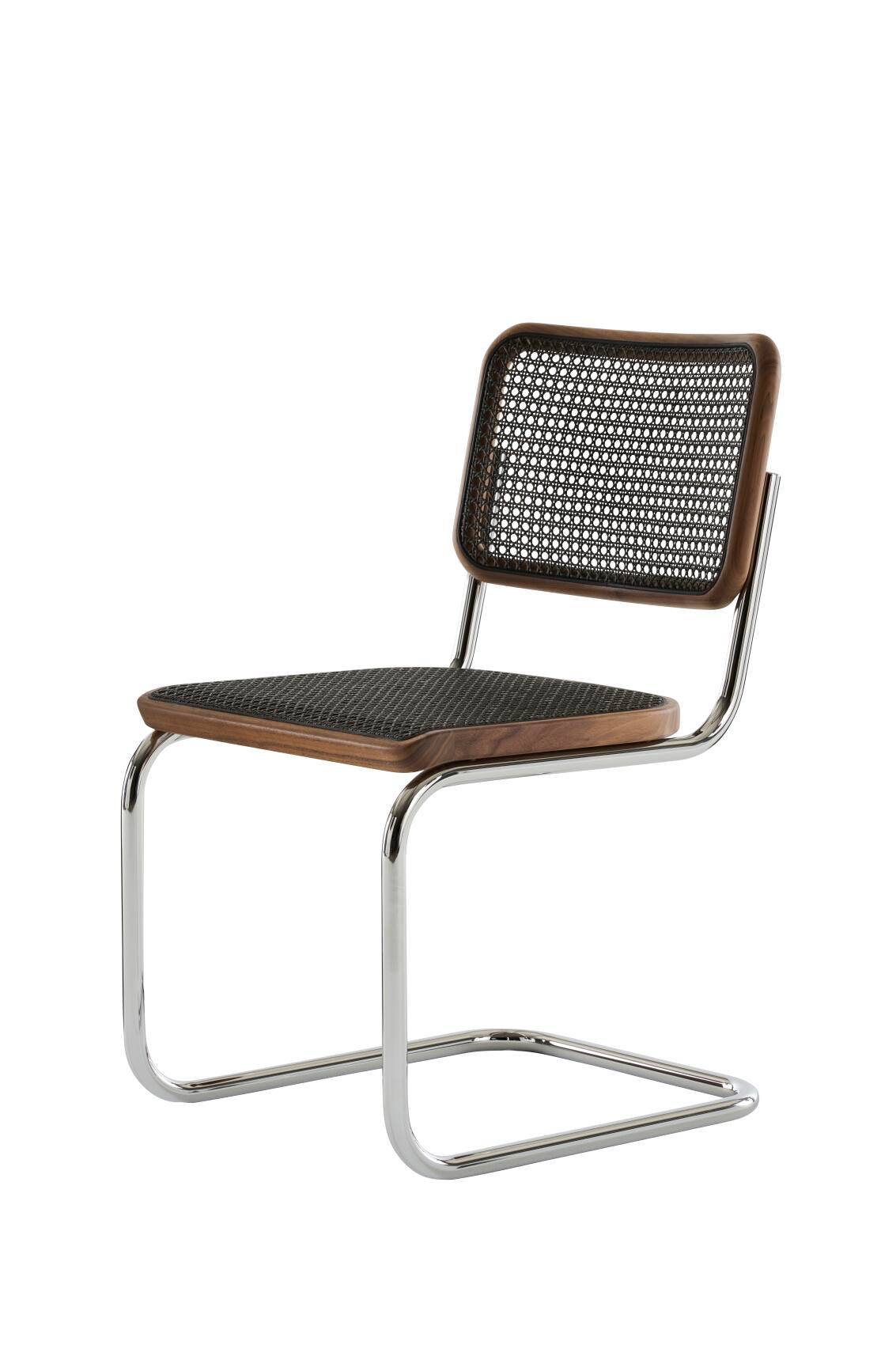 S 32 V Spisebordsstol, Drak Melange fra Thonet Chrome - Oiled walnut - Jacobsen Plus