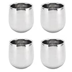 Deosdum 4 ST Vinglas i Rostfritt Stål, Dubbelväggisolerad Metall Vinglas Dricksglas Okrossbar Spricksäker Festglas 200 Ml för Bar, Utomhusresor, Camping