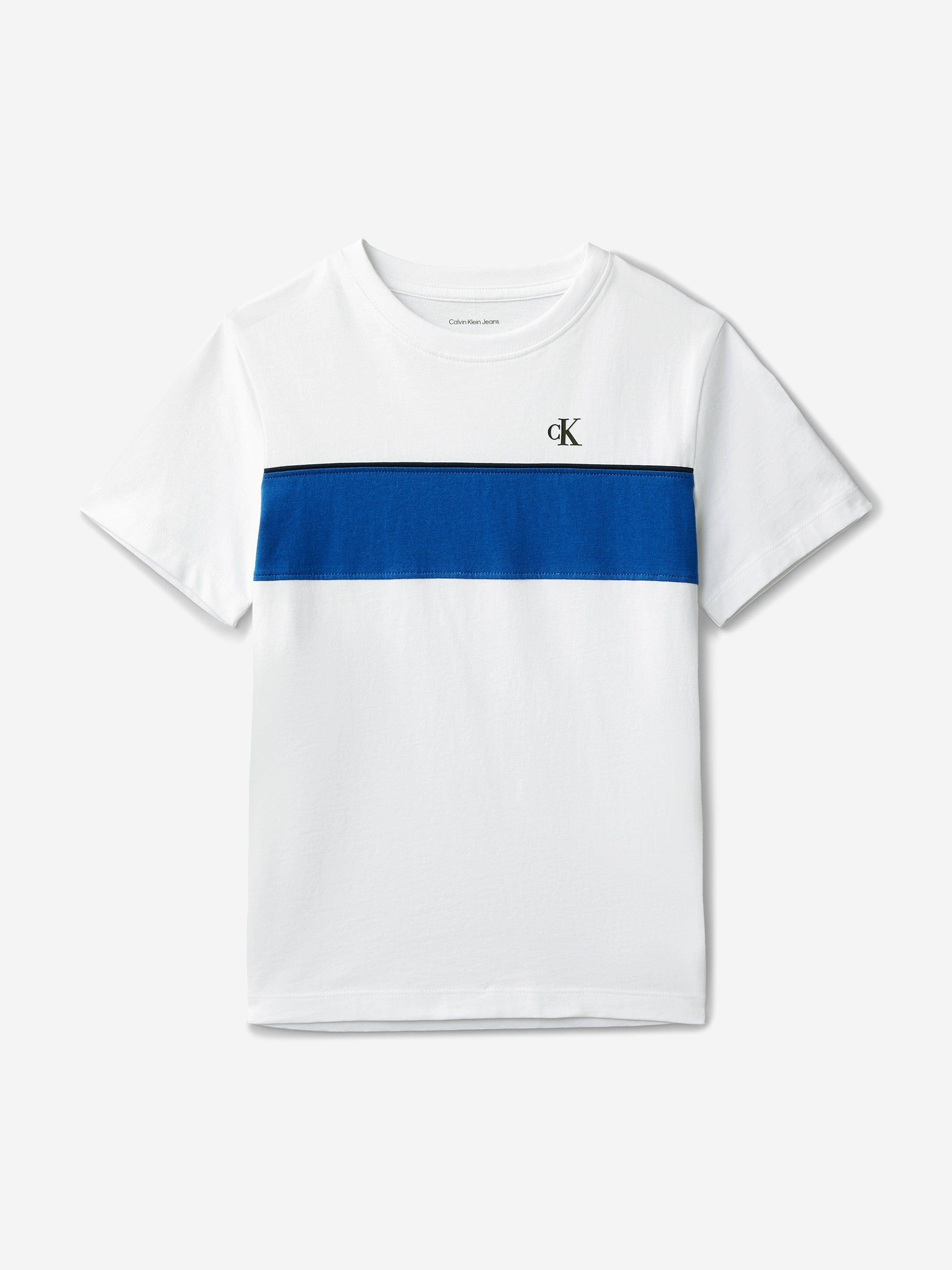 Calvin Klein Boys Panel Colourblock T-Shirt in White - White / 12 Yrs (12 Yrs)