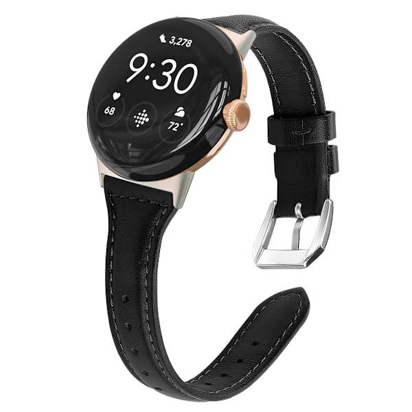 Armband i äkta läder för Google Pixel Watch 3 45mm Black