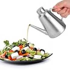 Tissting Matoljekanna 460 ml oljekanna rostfritt stål olivolja, oljedispenser, lång öppning, ingrediensdispenser oljeflaska, kryddkanna för olja, vinäger, sås