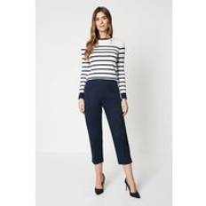 Side Zip Stretch Crop Pants, Navy - 14