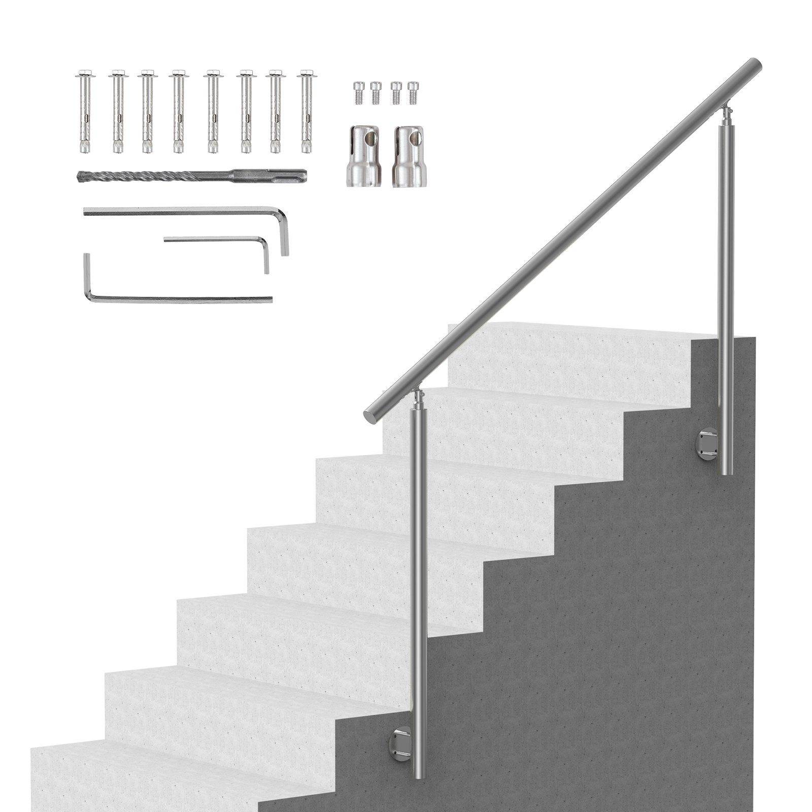 VEVOR 149,9 cm Handräcken för Utomhussteg Trappa för Veranda Däck Sidomontering