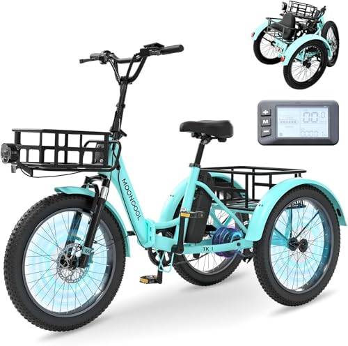 MOONCOOL E Bike Klapprad, 20" E Bike Herren Damen Mit 36V 20AH Akku, 250W Motor Elektrofahrrad, LCD-Display, Höchstgeschwindigkeit 25 KM/H, IP65, 45 NM Electric Bike Mit GroßEn KöRben und Fußstützen