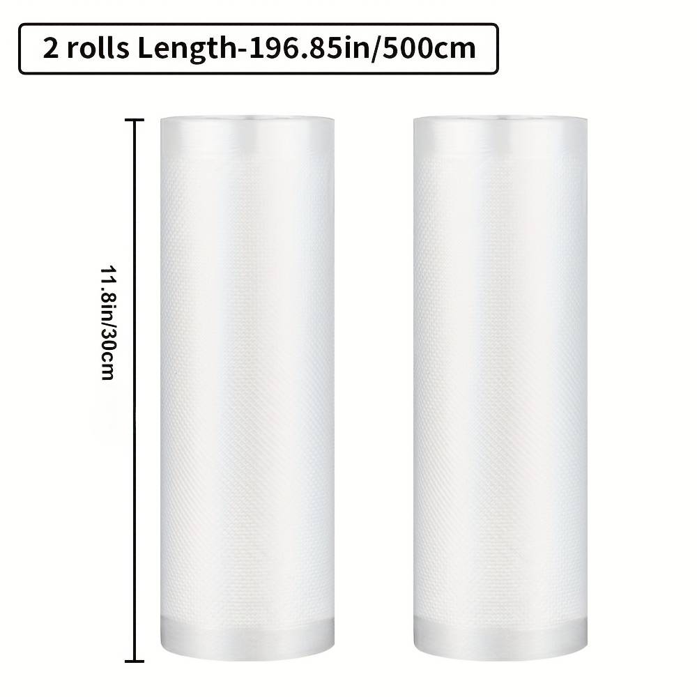 TEMU Of 2 5-meter Vacuum Sealer Rolls, In Sizes, Designed To Be Durable And Resistant To Tearing For Food Preservation And Cooking At Low Temperatures