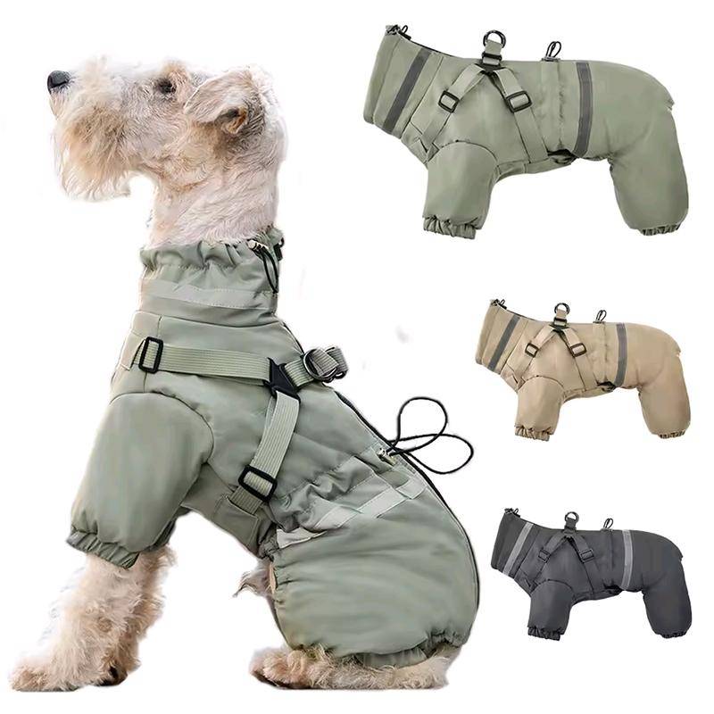 Nya Hundkläder Vinter Varma Overaller Liten Mellanstor Hund Jumpsuit Jacka Förtjockad Vadderad Rock med Sele Justerbar Reflekterande