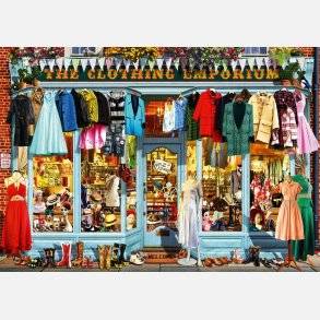 Tøjbutikken puslespil 1000 brikker nostalgisk motiv af Garry Walton